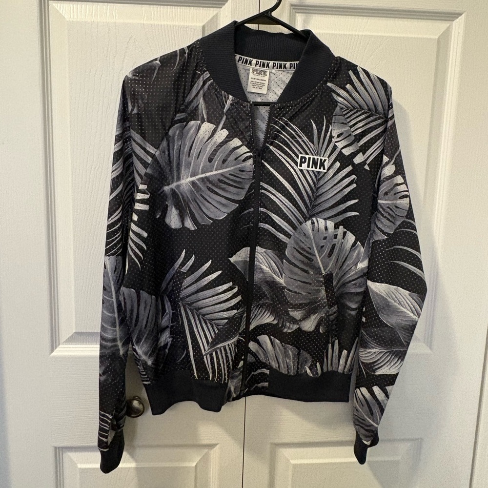 PINK Victoria's Secret Monochrome Leaf Bomber Jacket